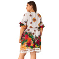 Large size women's 2020 explosions v-collar printed Bohemian holiday dress